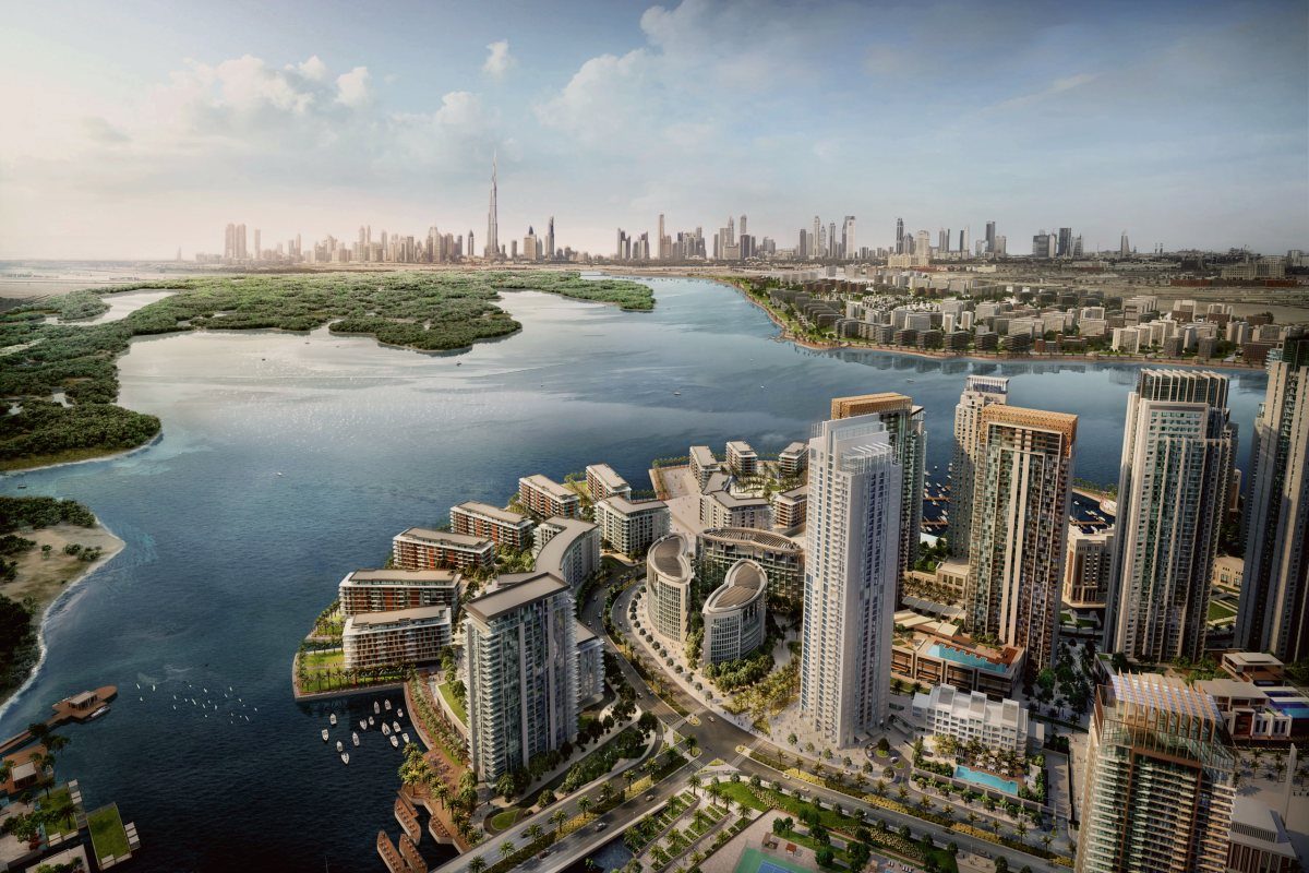 Dubai Creek Harbour mit Blick auf die Skyline